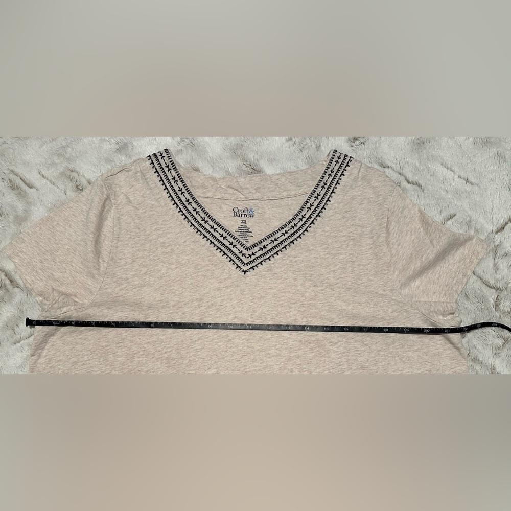 Croft & Barrow Light Tan Cotton Embroidered Shirt XXL - Picture 2 of 8